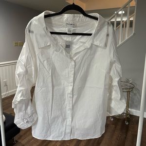 For The Republic White 100% Cotton Button Down Shirt NWT